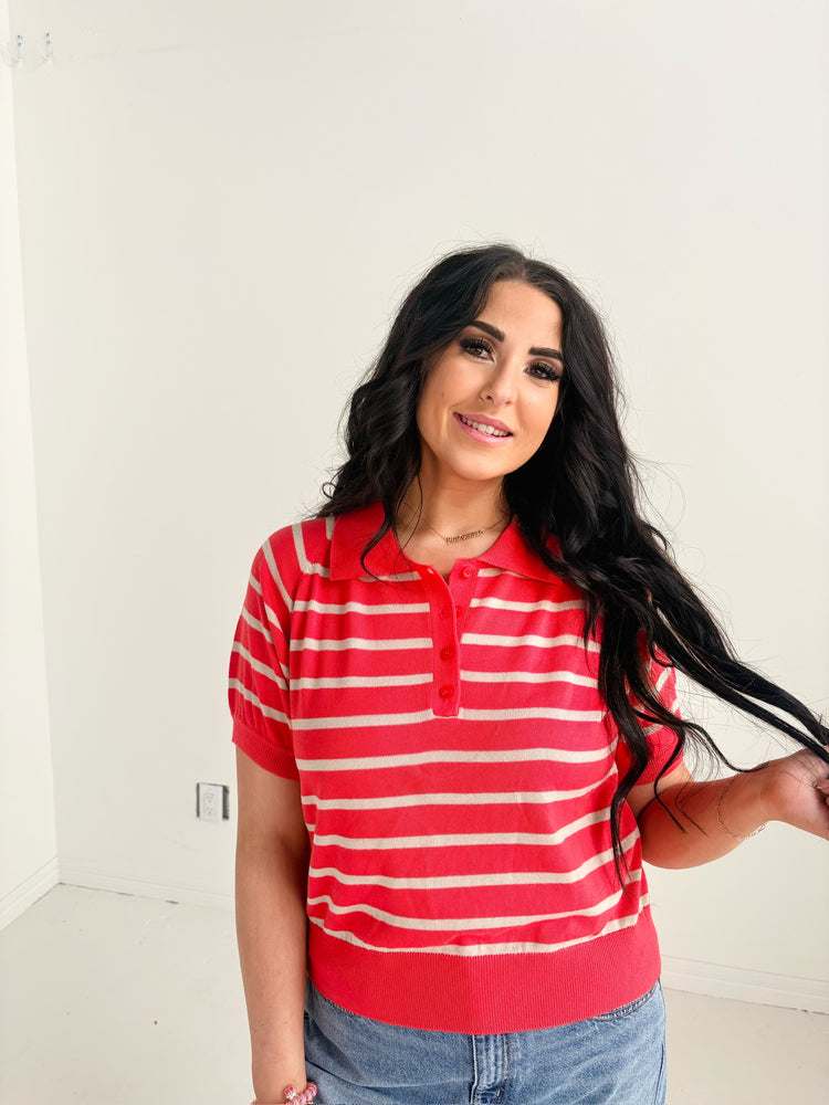 RED/TAN STRIPE TOP-9