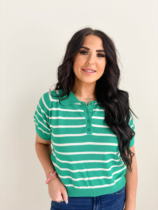 GREEN/WHITE STRIPED TOP-9