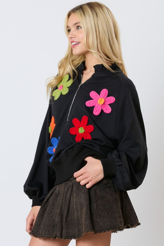 NEW FLORAL ZIP UP PULLOVER 3