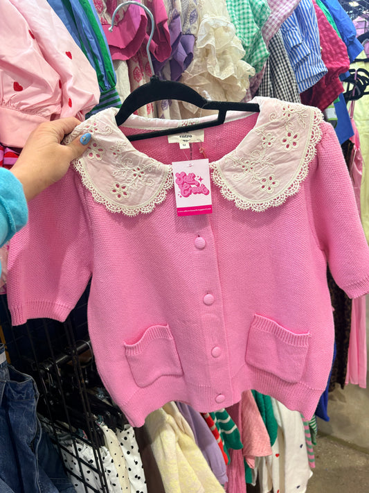 PINK SWEATER WITH CREAM DETAIL-2