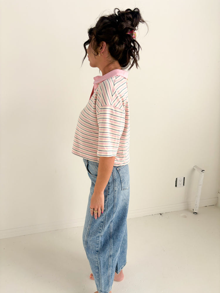 PINK CROPPED POLO TOP-11