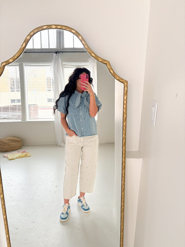 DENIM PEARL BUTTON TOP-11