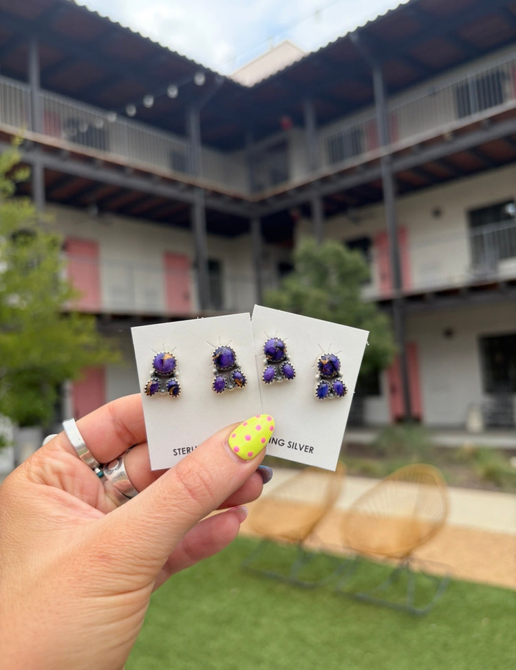 PURPLE MOJAVE 3 STONE EARRING