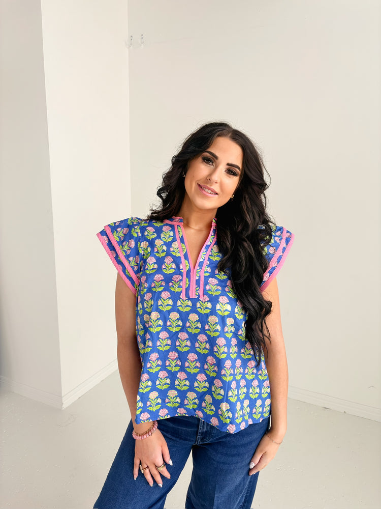 BLUE FLORAL TOP-13
