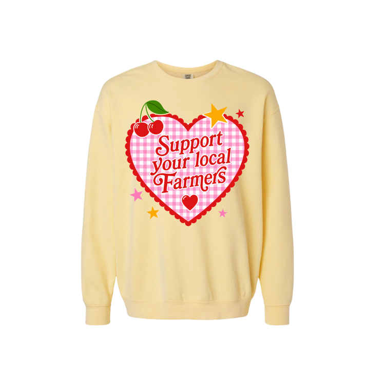 SUPPORT YOUR LOCAL FARMER YELLOW SWEATSHIRT-PLEASE READ DESCRIPTION