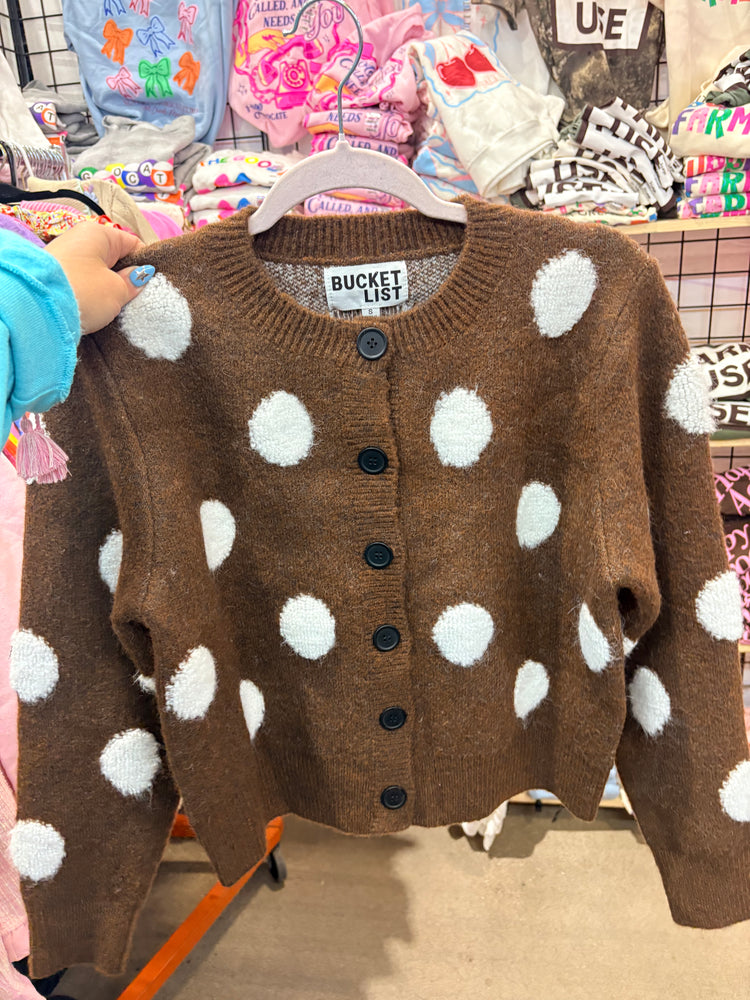 BROWN POLK A DOT BUCKETLIST SWEATER-4
