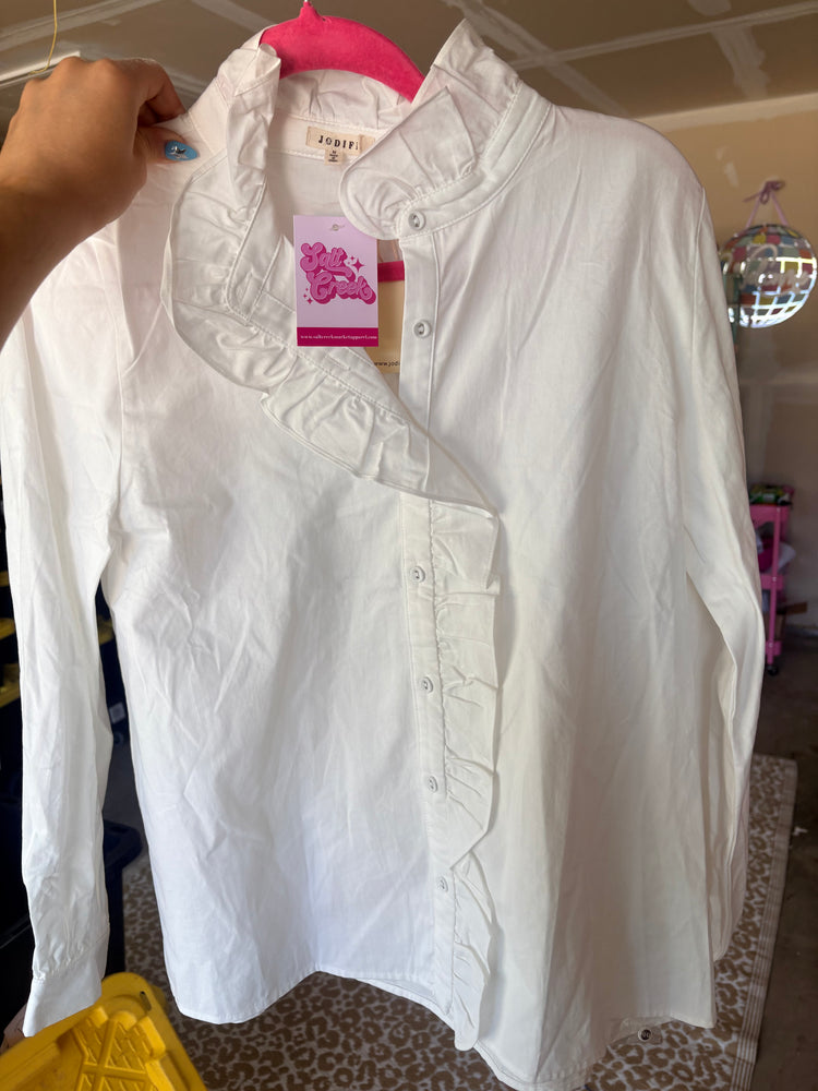 WHITE RUFFLE TRIM TOP-2