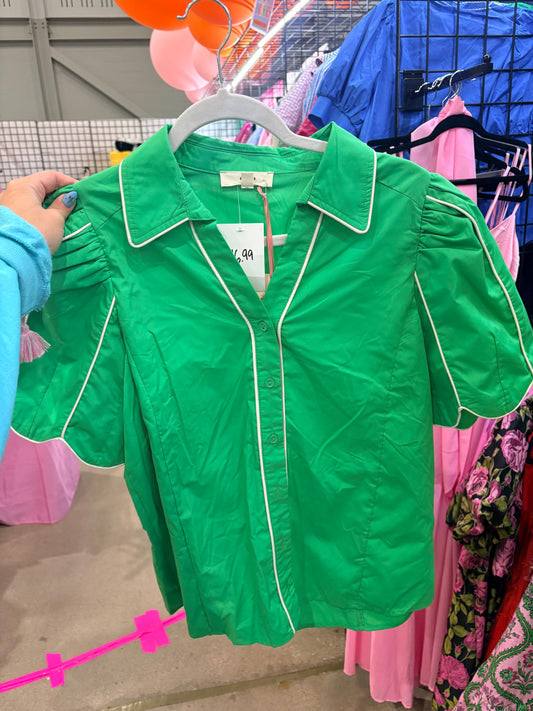 GREEN WITH WHITE TRIM TOP-1