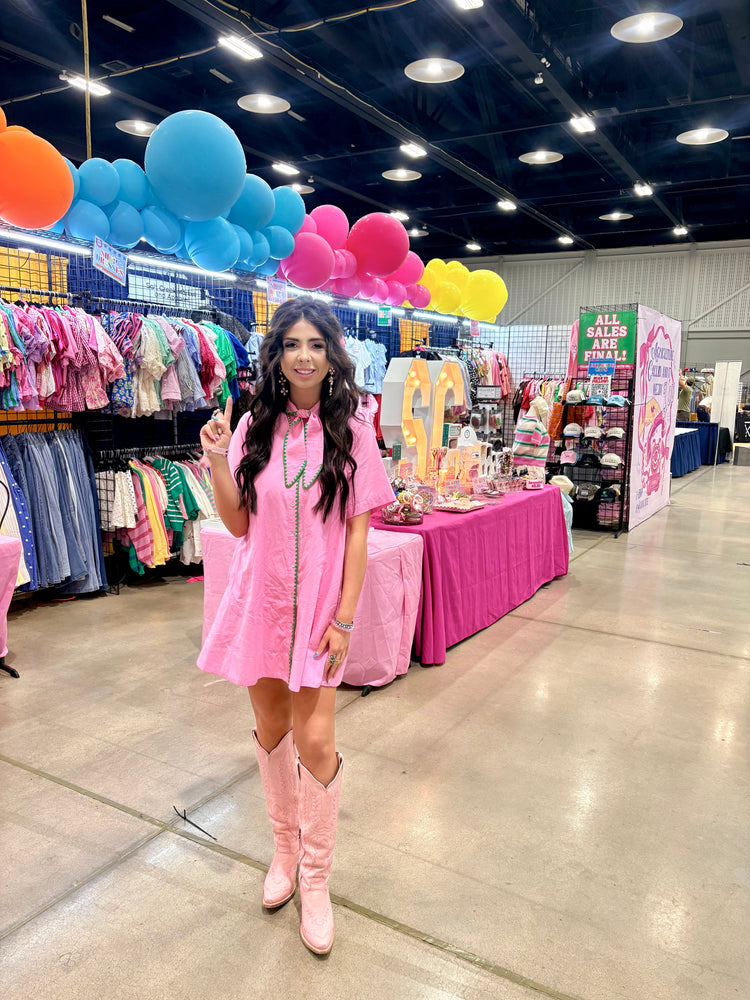 NEW PINK DRESS WITH GREEN DETAIL