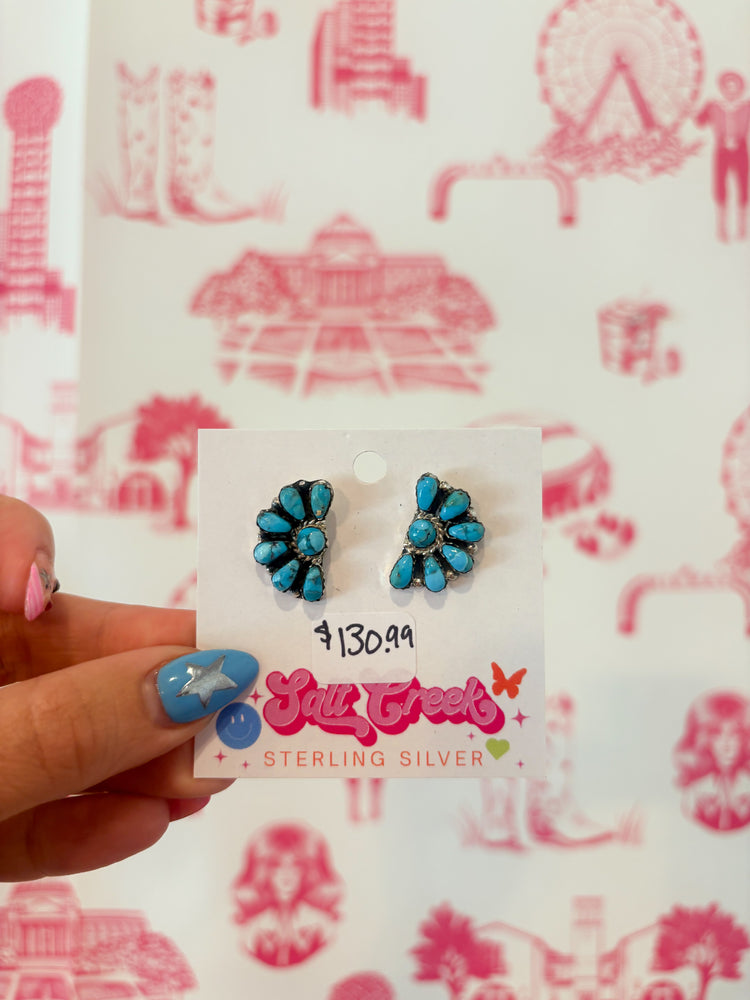 HALF FLOWER TURQ EARRING