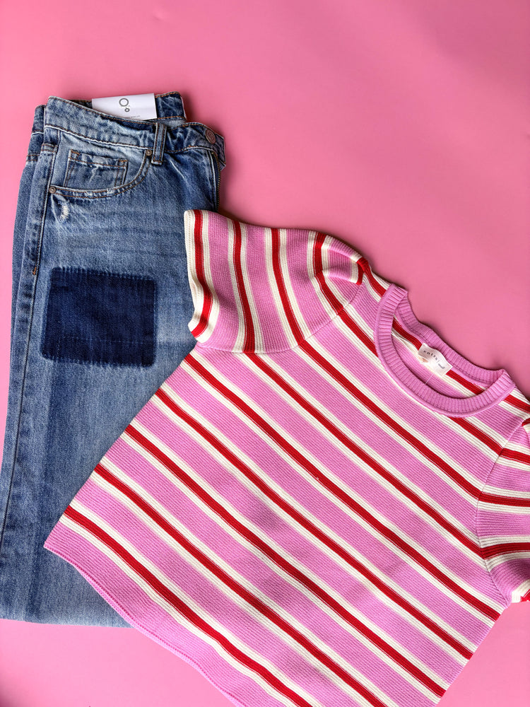 PINK AND RED STRIPE TOP-8