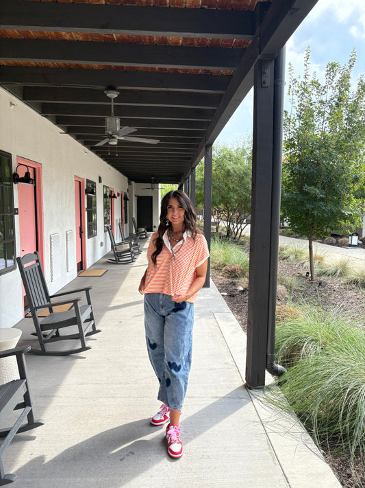 ORANGE/ WHITE STRIPED TOP