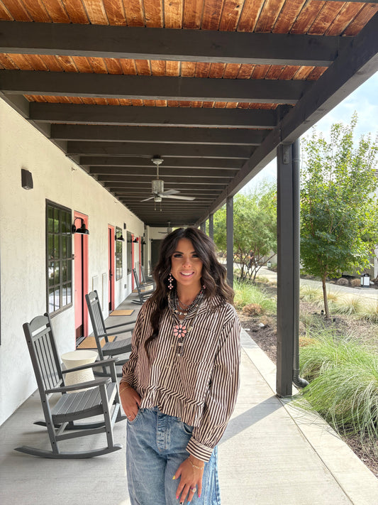 BROWN STRIPED TOP