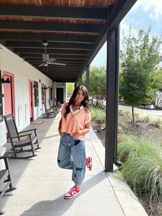 ORANGE/ WHITE STRIPED TOP