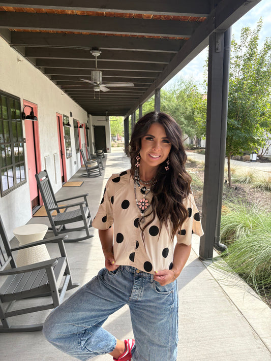 POLKA DOT TIE BACK TOP