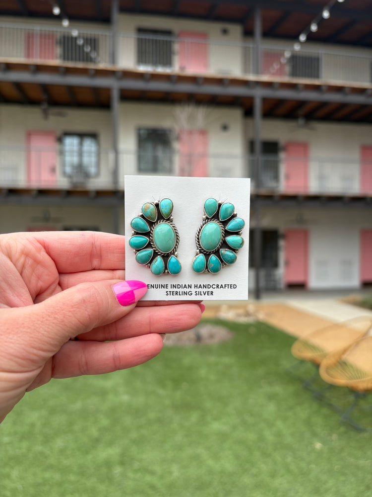 LARGE TURQ STATEMENT STUD EARRINGS