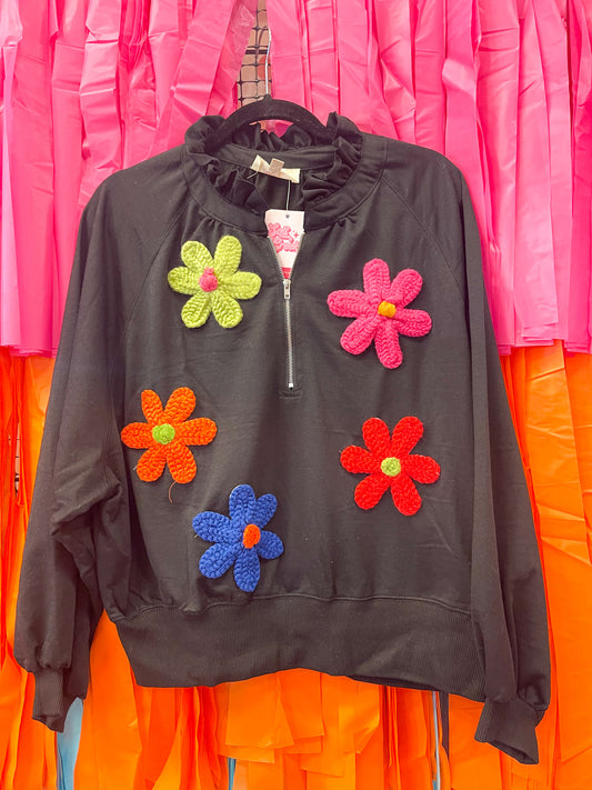 NEW FLORAL ZIP UP PULLOVER