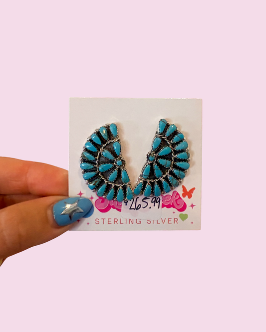 HALF CLUSTER TURQ EARRING