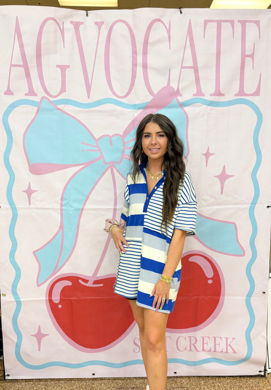 BLUE STRIPE TSHIRT DRESS